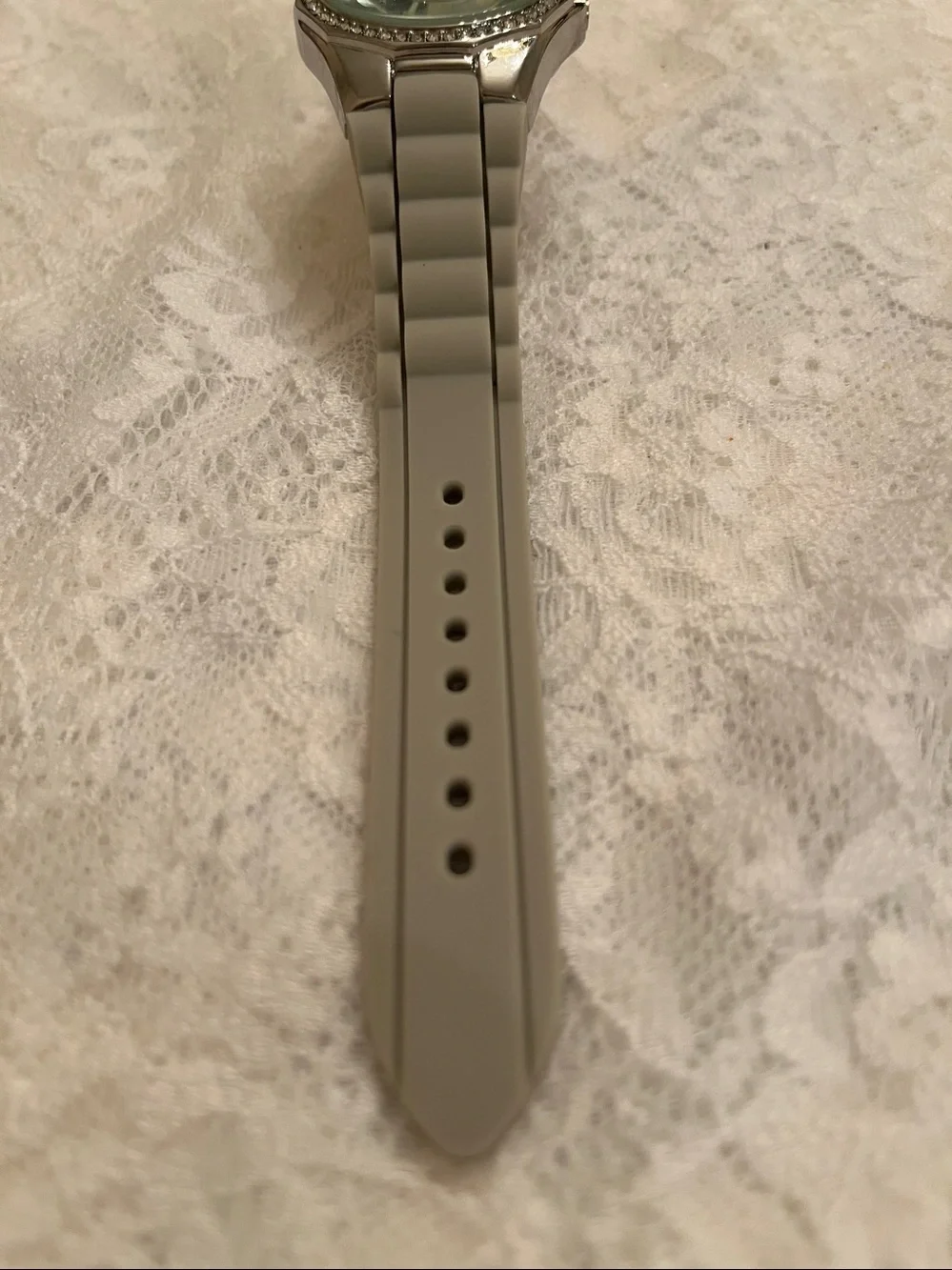 Ladies Grey and Crystal-Accent Chronograph Watch